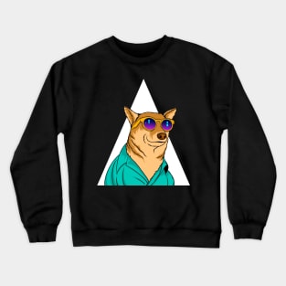 Cool 90s Vibe Vaporwave Corgi Wearing Sunglasses | Corgi Lover Gift Crewneck Sweatshirt